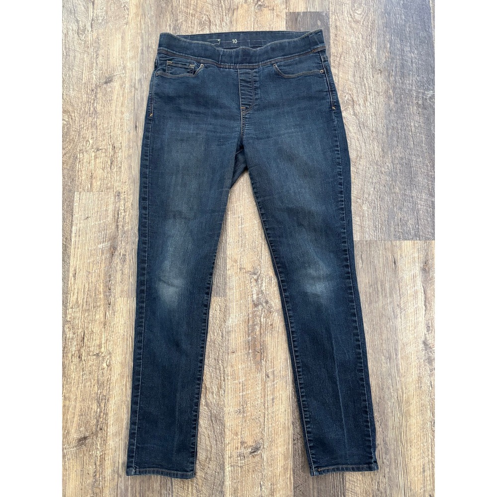 Levis Womens Size 10 Dark Wash Pull On Skinny Jeans Elastic Waist Stretch Denim
